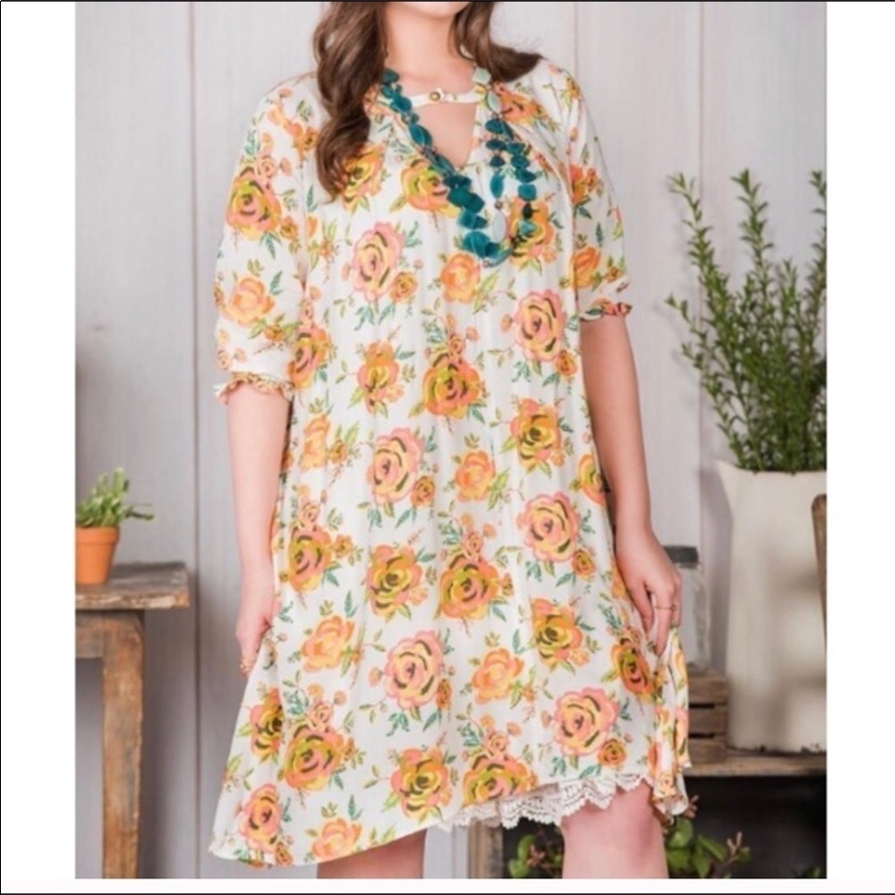Matilda Jane Sunday Best floral /rose print swing dress Size Medium